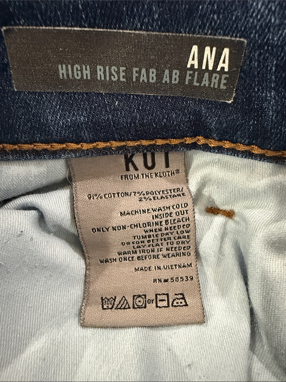 ANA Kut from the cloth High Rise Fab AB Flare Jeans - Indigo Denim size 14p